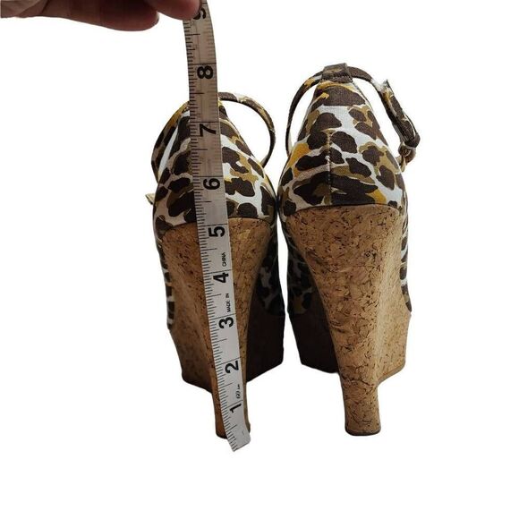 Colin Stuart Women's Multicolor Animal Print Peep Toe Wedge Heel Sandal Size 10B - Picture 11 of 13